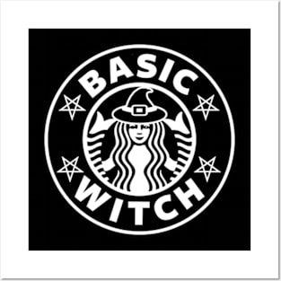 Basic Witch Halloween Coffee Pentagram Star Posters and Art